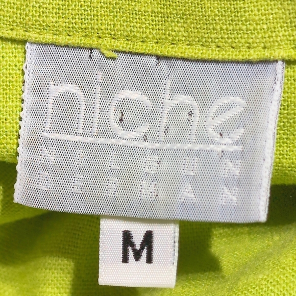 Niche Nilgun Derman Sz M Green Linen Blend Tie Front Shirt - Picture 5 of 7